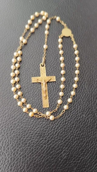 Rosario antiguo chapado en oro