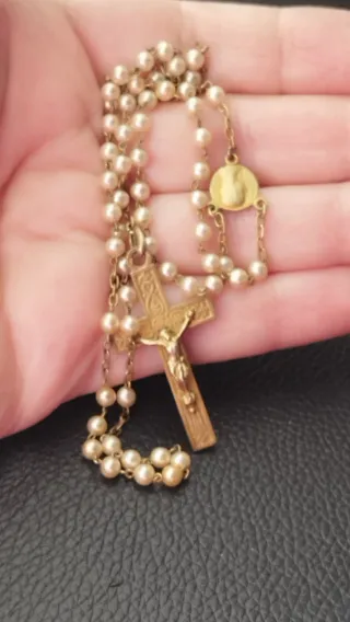 Rosario antiguo chapado en oro