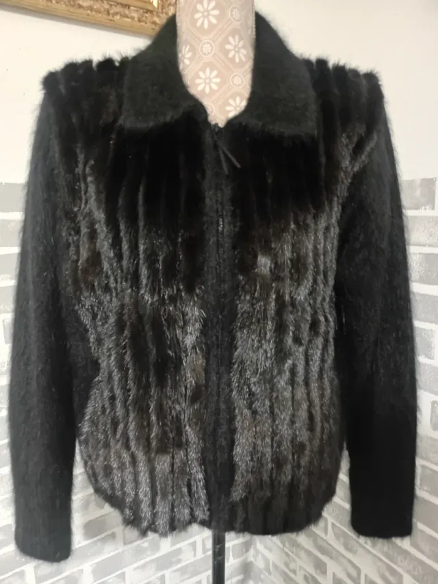 Chaqueta Shine Negra Angora y vizon