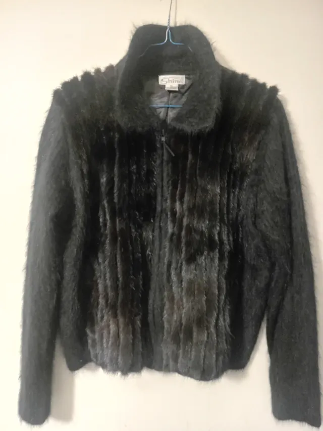 Chaqueta Shine Negra Angora y vizon