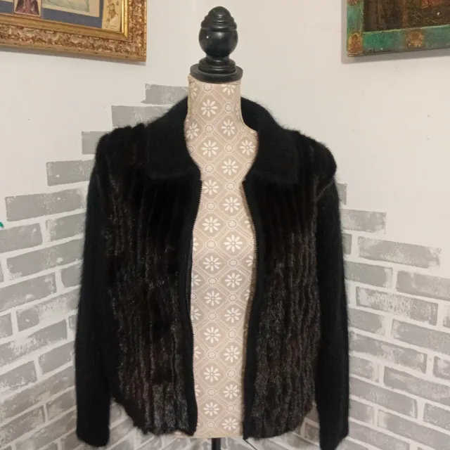 Chaqueta Shine Negra Angora y vizon