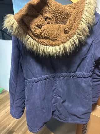 Chaquetón mujer azul y marrón