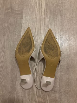 Tacones Zara Beige/Blanco Talla 38