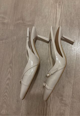 Tacones Zara Beige/Blanco Talla 38