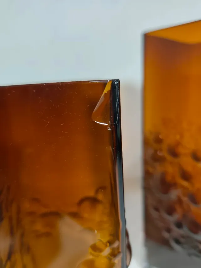 Par Jarrones Cristal Marrón Burbujas