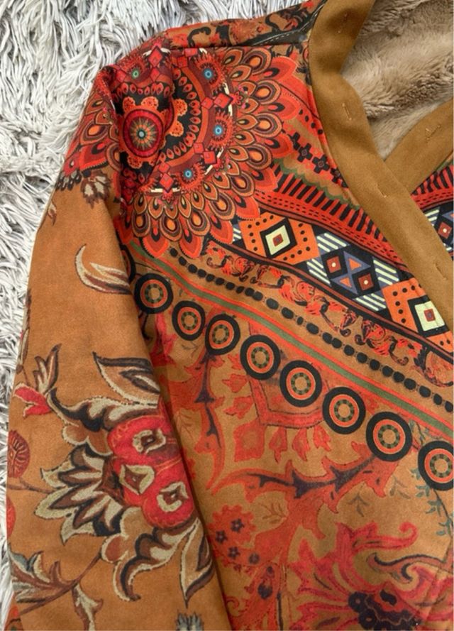Chaqueta Cárdigan Hippie Estampada