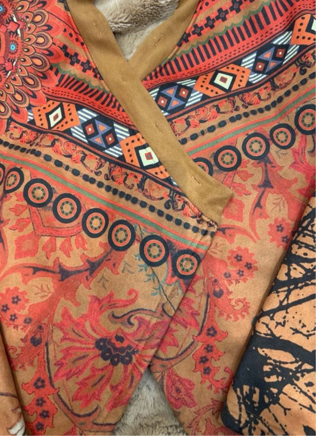 Chaqueta Cárdigan Hippie Estampada