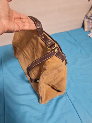 Maleta serraje auténtico cuero beige/marrón