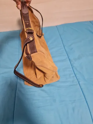 Maleta serraje auténtico cuero beige/marrón