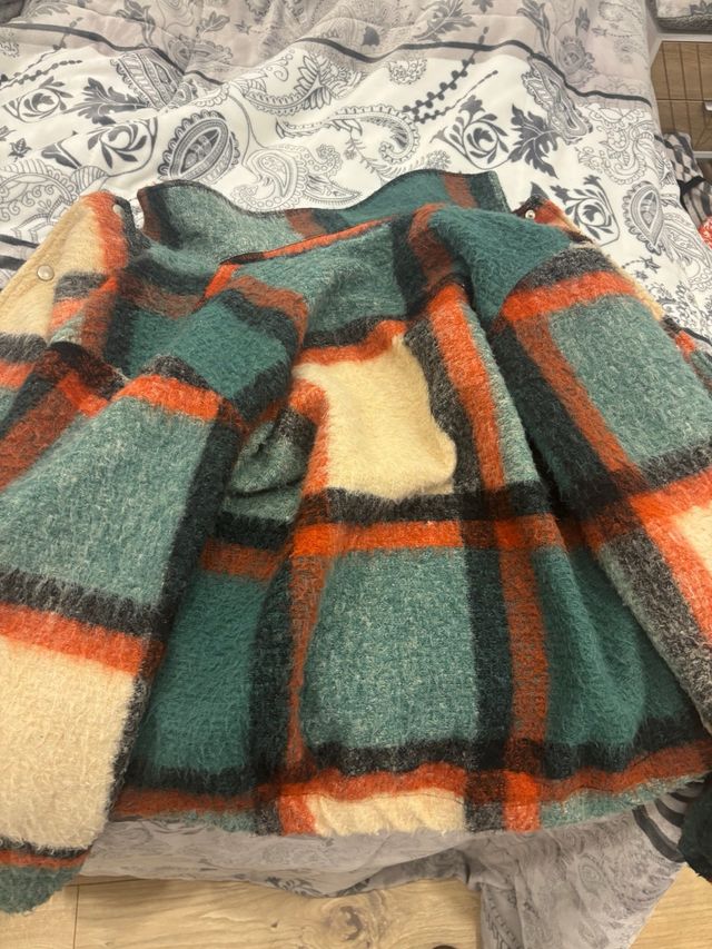 Cappotto Zara a quadri verde e arancione