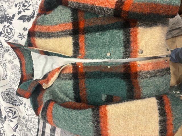 Cappotto Zara a quadri verde e arancione