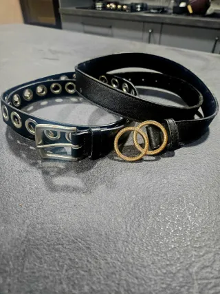 Set cinture nere con dettagli oro e argento