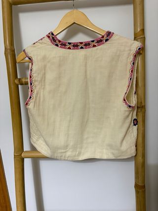 Chaleco Zara bordado flores talla única