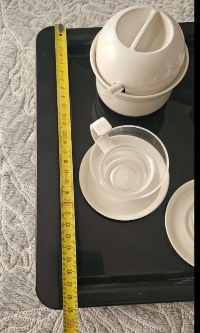 Juego café tazas plástico y bandeja