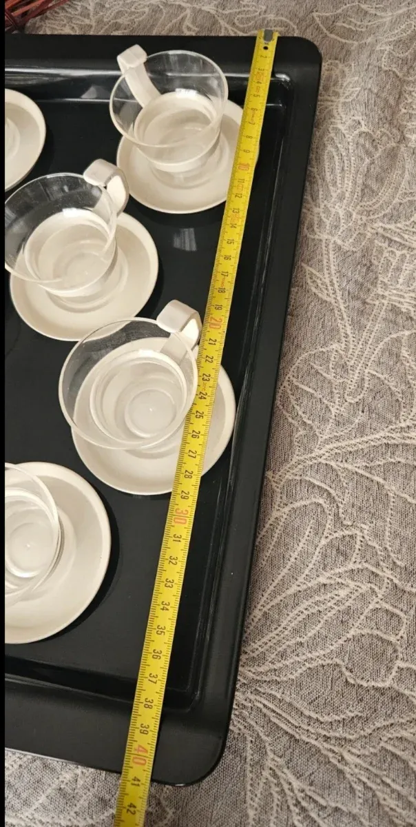 Juego café tazas plástico y bandeja