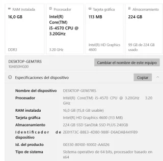 Pc de sobremesa marca Lenovo modelo thinkcentre