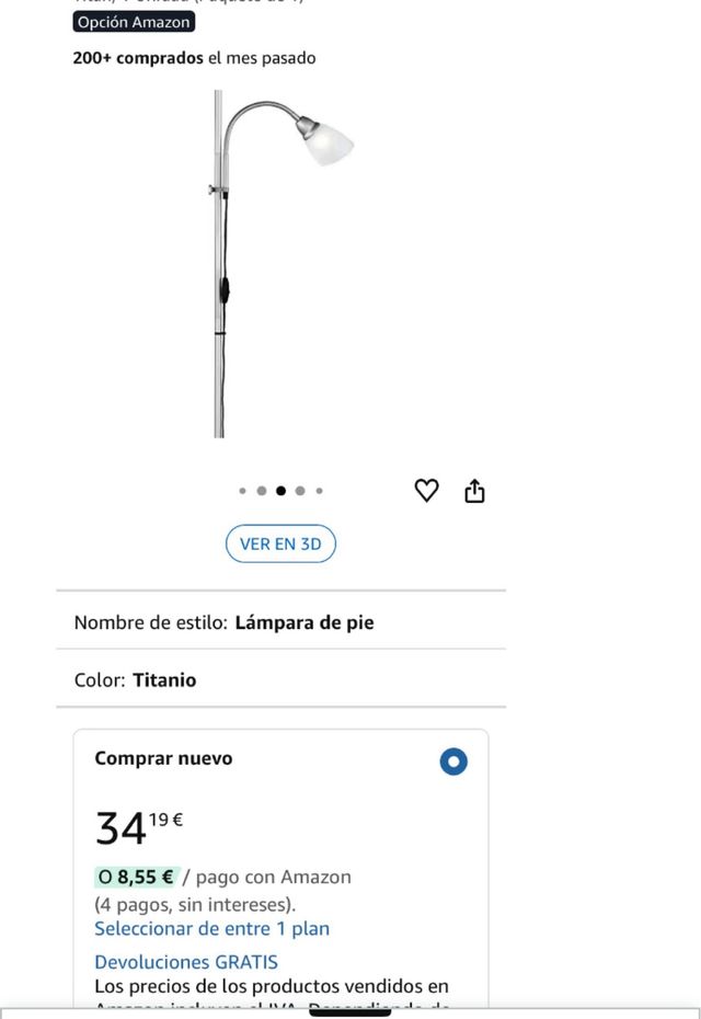 Lámpara de pie gris Titán