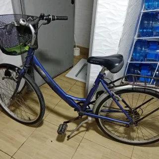 Bicicleta con marchas de paseo azul con cesta