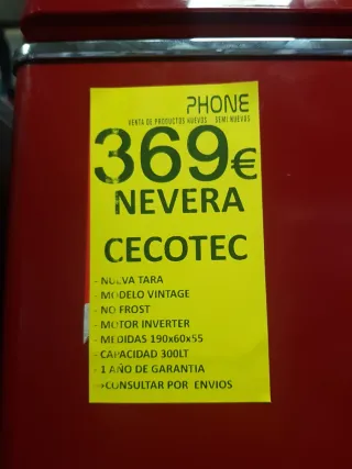 Nevera Vintage Roja Cecotec