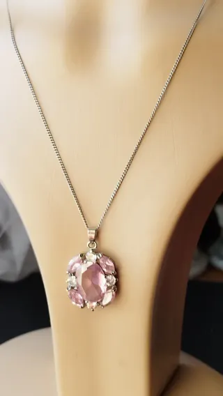 Colgante Zafiro Rosa Chapado Oro