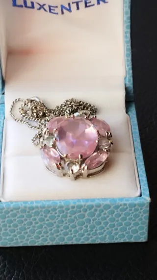 Colgante Zafiro Rosa Chapado Oro