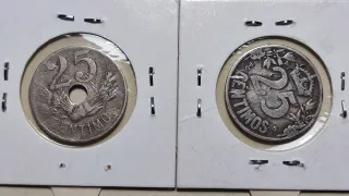 Lote 4 monedas 25 Cts 1925, 1928, 1934 y 1937