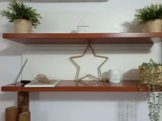 Mueble salón madera y cristal