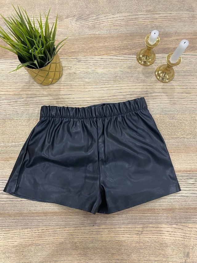 Falda pantalón niña efecto piel negra