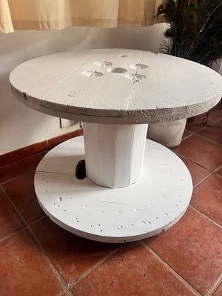 Mesa Bobina Madera Blanca