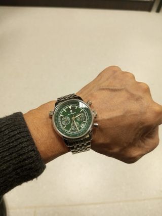 Reloj Poedagar Hombre Verde y Plateado