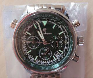Reloj Poedagar Hombre Verde y Plateado