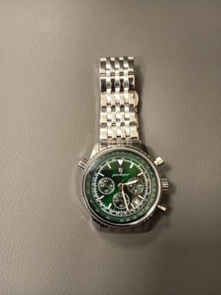 Reloj Poedagar Hombre Verde y Plateado