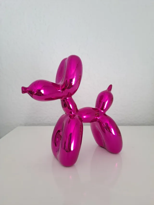 Escultura perro balloon rosa brillante