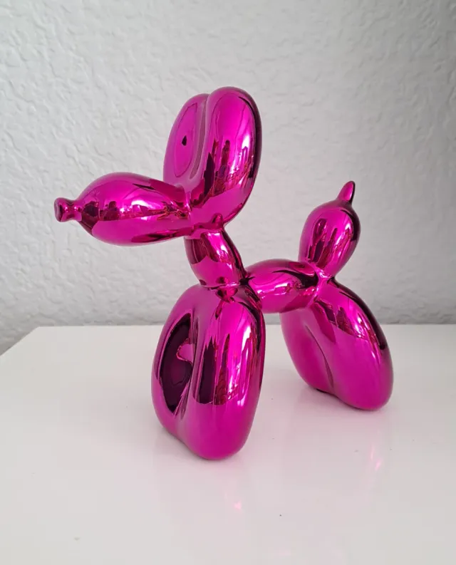 Escultura perro balloon rosa brillante