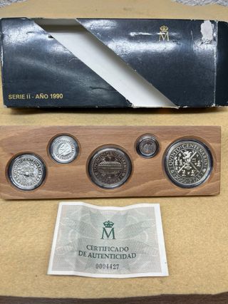 Lote 5 Monedas Plata Año 1990 serie II descubrim