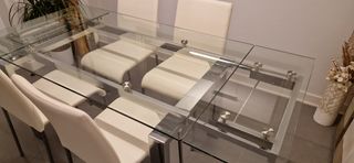 Mesa de comedor extensible cristal y metal