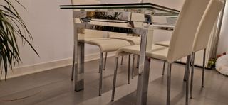 Mesa de comedor extensible cristal y metal