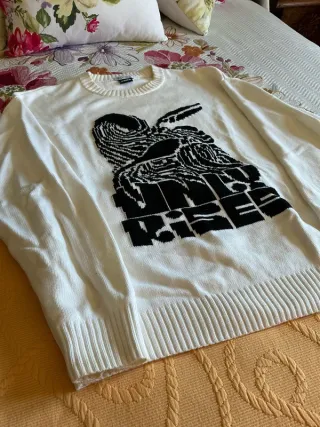 Jersey Zara estampado blanco y negro hombre