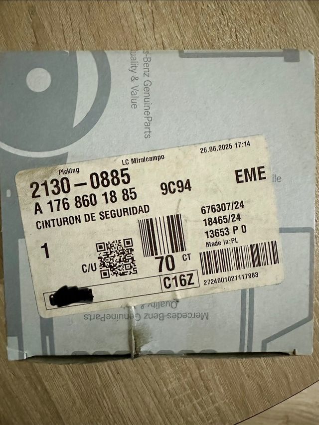 Cinturón central Mercedes W176 A1768601885