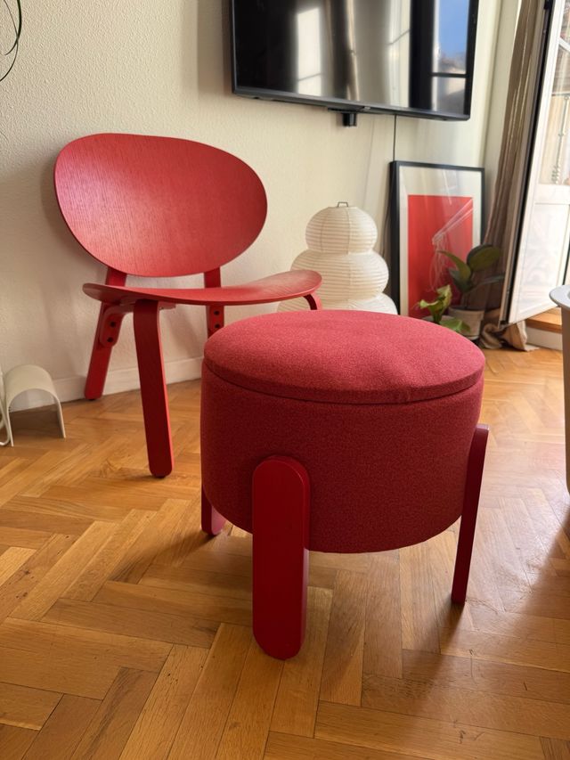Puff Butaca Roja IKEA con Almacenamiento