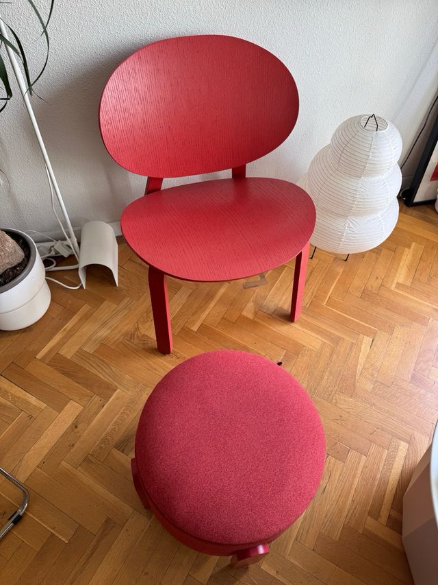 Puff Butaca Roja IKEA con Almacenamiento