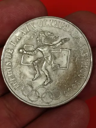 Moneda Plata 25 Pesos México 1968 Olimpiada