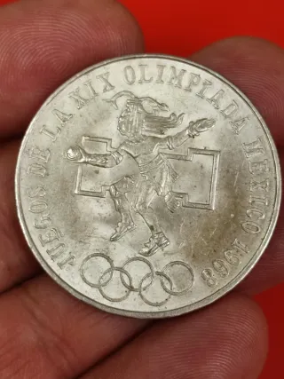 Moneda Plata 25 Pesos México 1968 Olimpiada