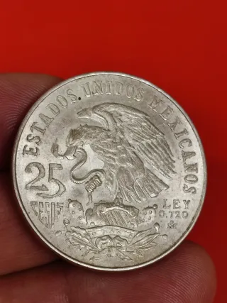 Moneda Plata 25 Pesos México 1968 Olimpiada