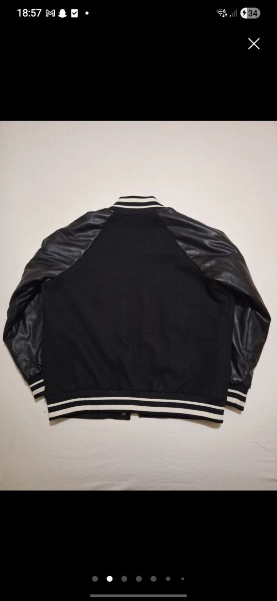 Chaqueta de beisbol bomber negra de cuero