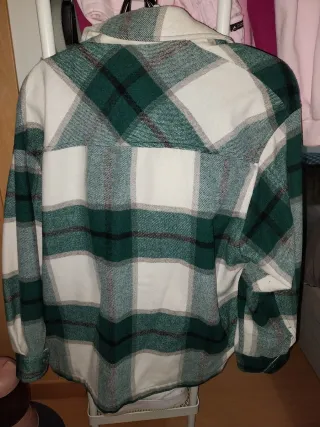 Chaqueta Zara cuadros verde y blanco Talla S
