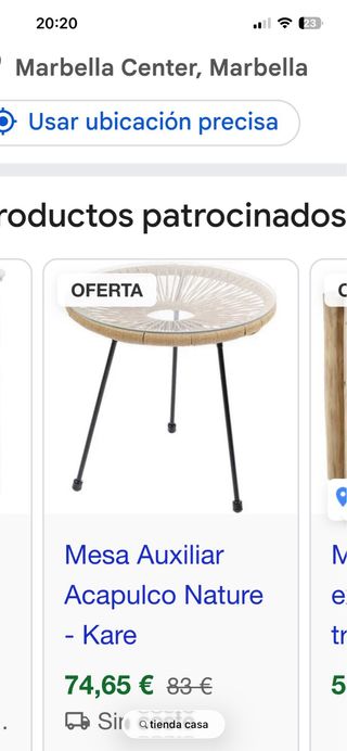 Mesa auxiliar redonda ratán y cristal