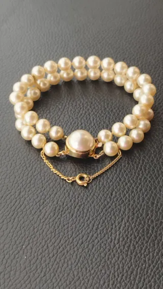 Pulsera Vintage Perlas Cierre Plata