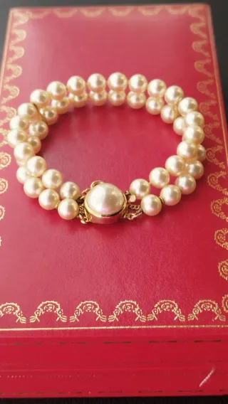 Pulsera Vintage Perlas Cierre Plata