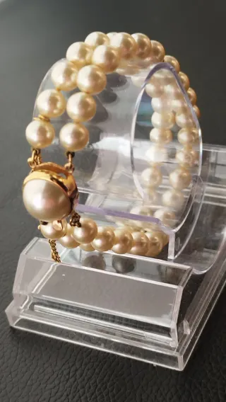 Pulsera Vintage Perlas Cierre Plata